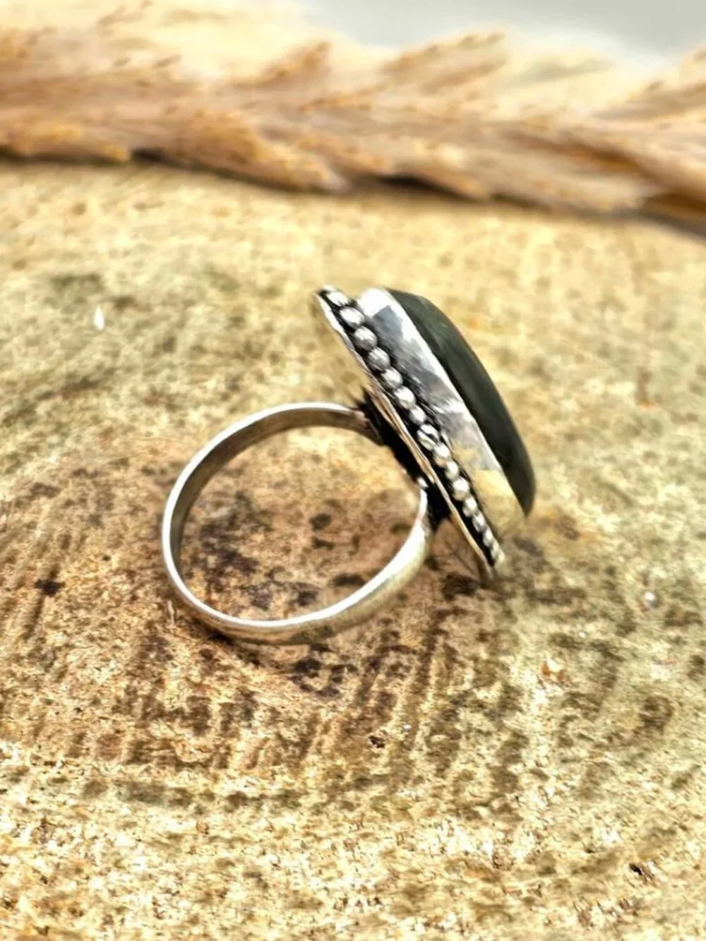 Nature Labradorite Flashy Teardrop Ring ( Size 8.5)